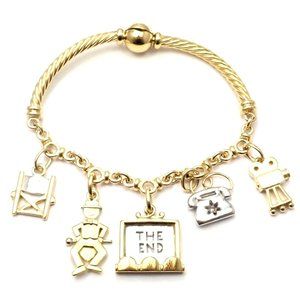Rare! Authentic Pomellato 18k Yellow & White Gold Cinema Charm Bracelet